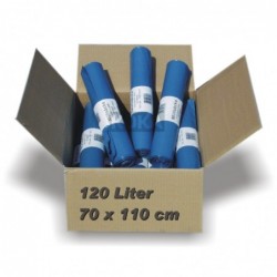 Müllsäcke 120 Liter - Typ 60 - 70 x 110 cm - 10 Rollen je 25 Sack - Farbe:  blau