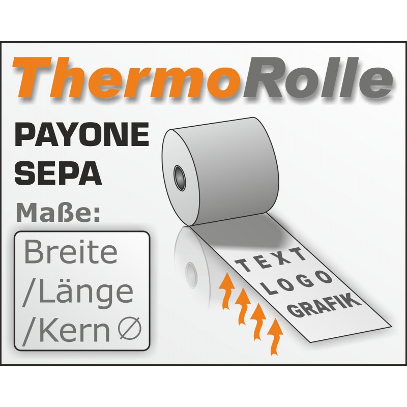 SEPA Lastschrift Thermo -Kassenrolle mit Payone-Druck.